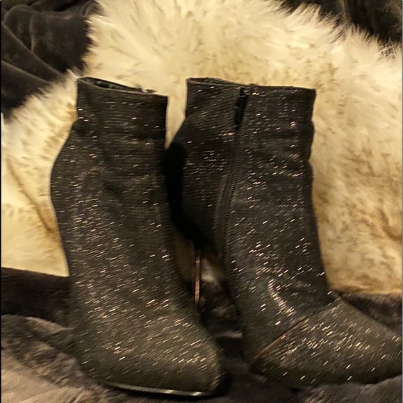 Sexy Ankle High Heel Black Sparkly Glitter boots - Picture 11 of 16